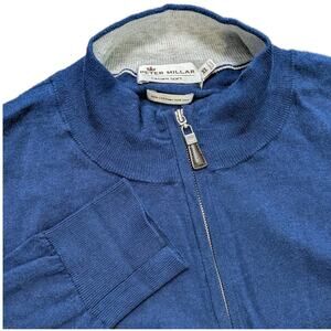 Peter Millar Mens Cotton Silk Crown Soft Quarter Zip Blue XL